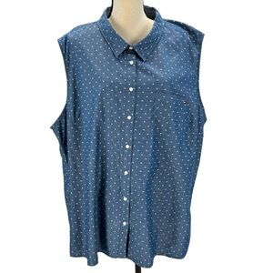 Tommy Hilfiger Sleeveless Button Down Shirt - Blue - size 3X